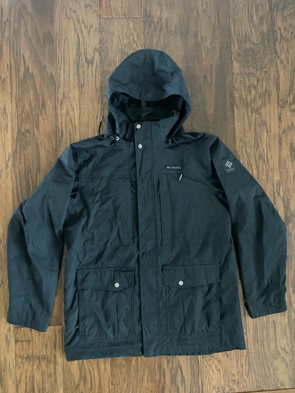 Columbia Men’s Black Hooded Coat Size Large